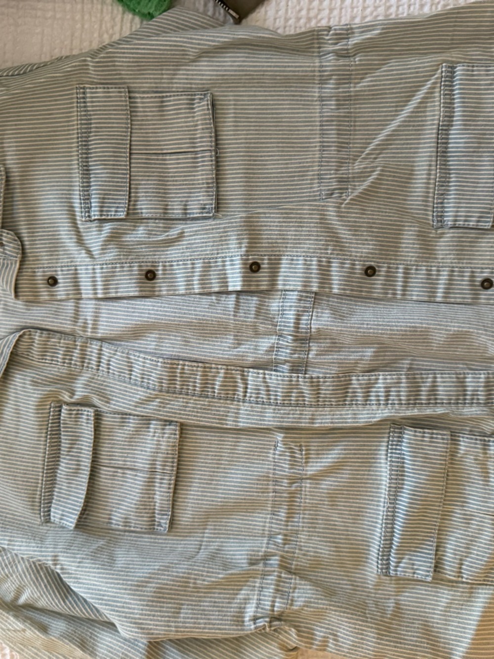 Universal Thread Light Blue & White Striped Cargo Shirt